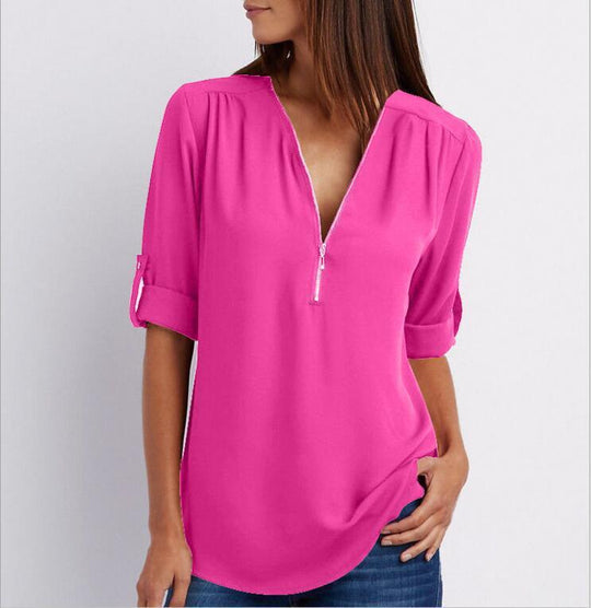 Loose V-neck Shirts