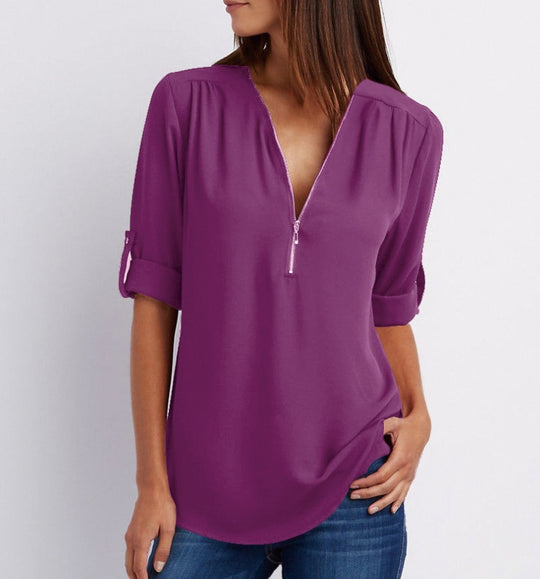 Loose V-neck Shirts