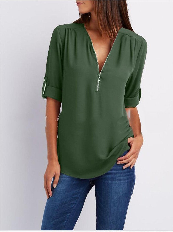 Loose V-neck Shirts