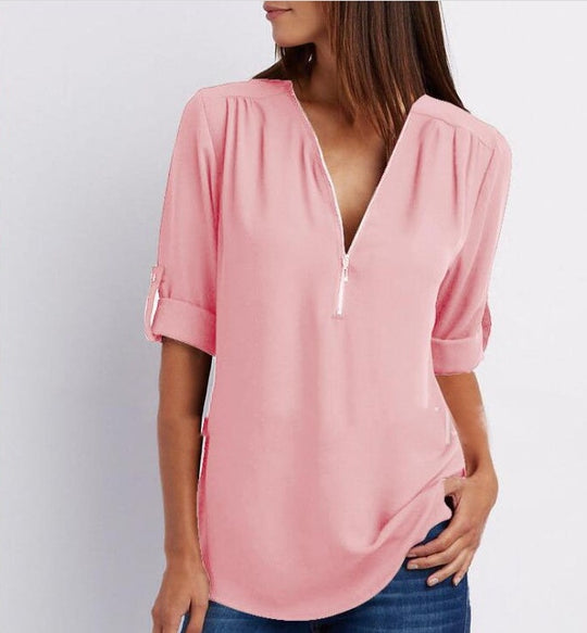 Loose V-neck Shirts