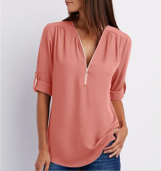 Loose V-neck Shirts