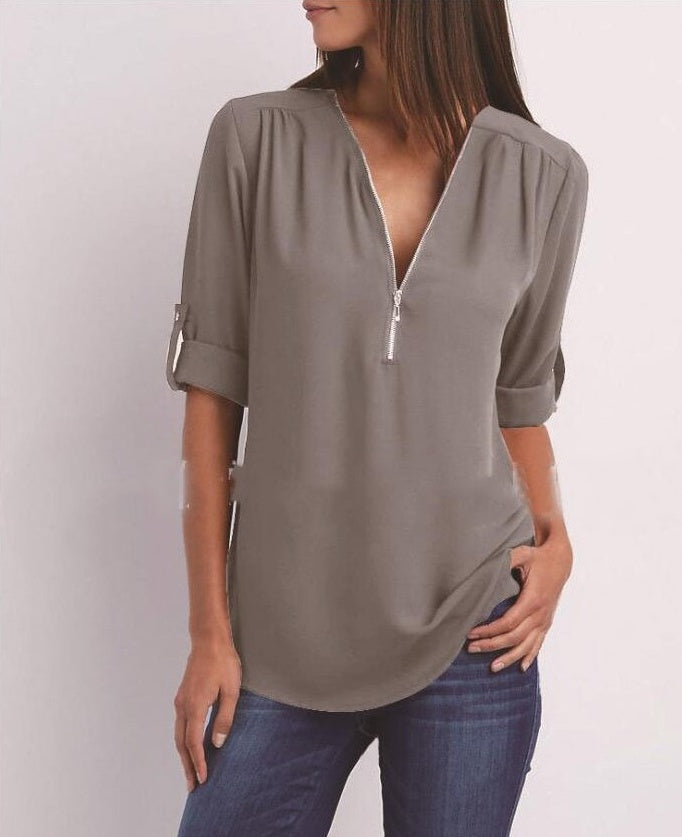 Loose V-neck Shirts