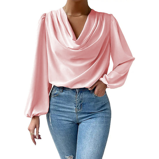 Long-sleeved V-neck Top