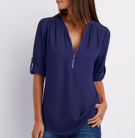 Loose V-neck Shirts