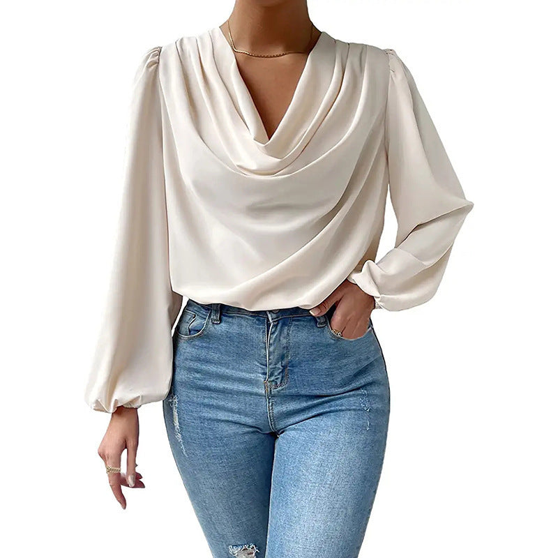 Long-sleeved V-neck Top