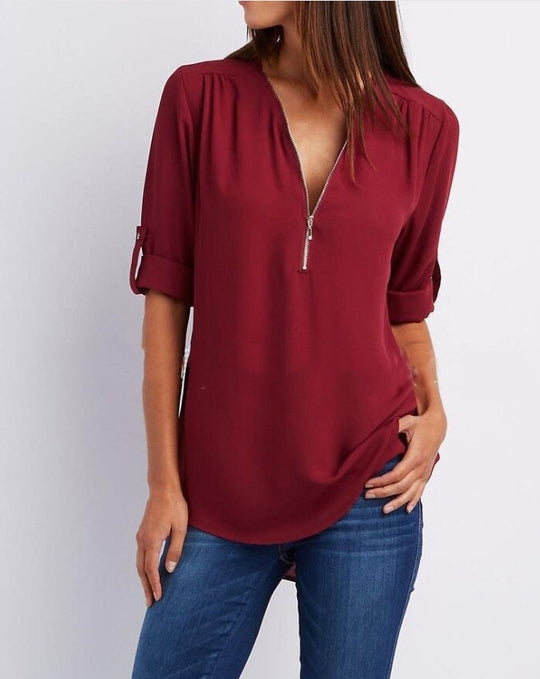 Loose V-neck Shirts