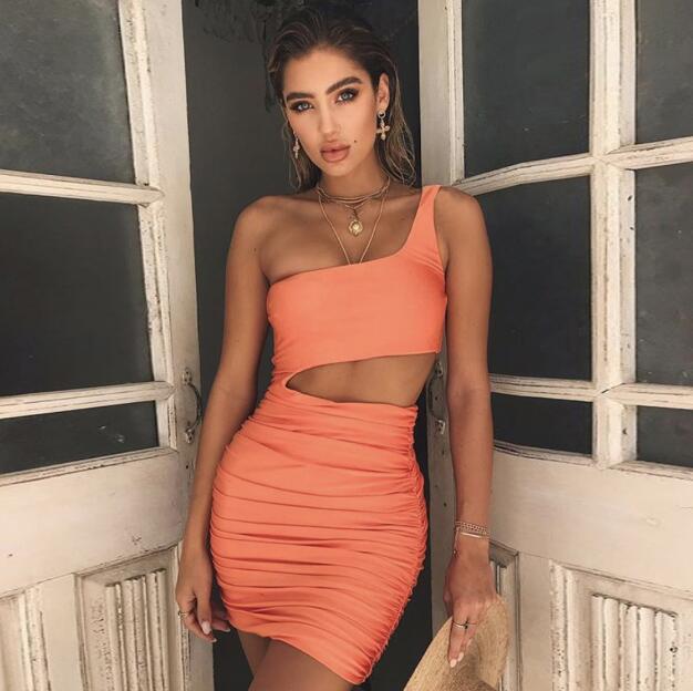 One-shoulder Sexy Mini Dress