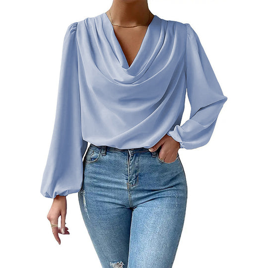 Long-sleeved V-neck Top