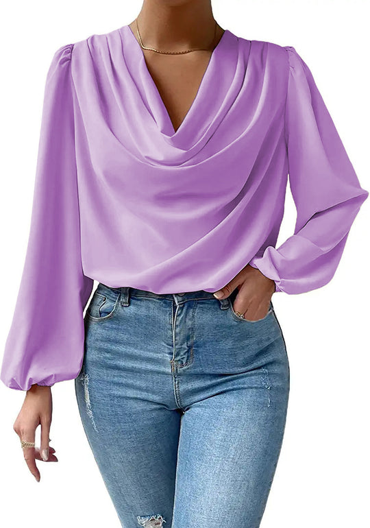 Long-sleeved V-neck Top